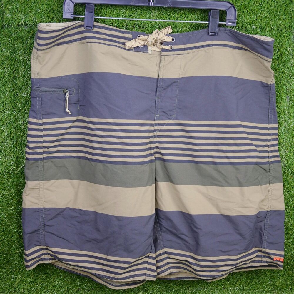 Patagonia Striped Board Shorts Gray/Beige/Olive - Men's Size 40